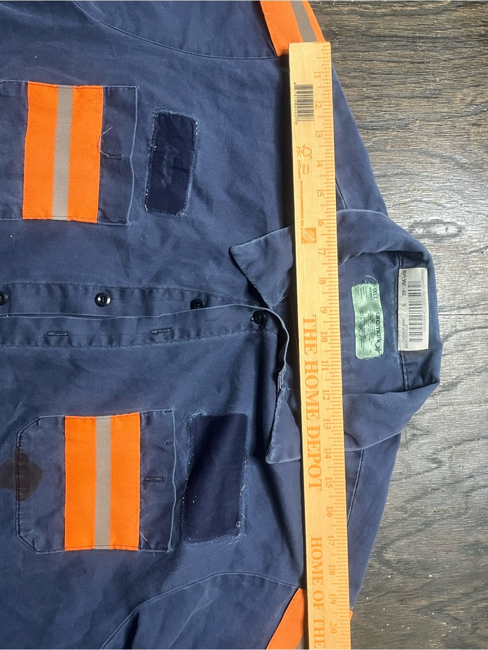 Aramark 1XLL Thrashed Work Shirt Reflective Mechanic Distressed Workwear - Picture 10 of 12